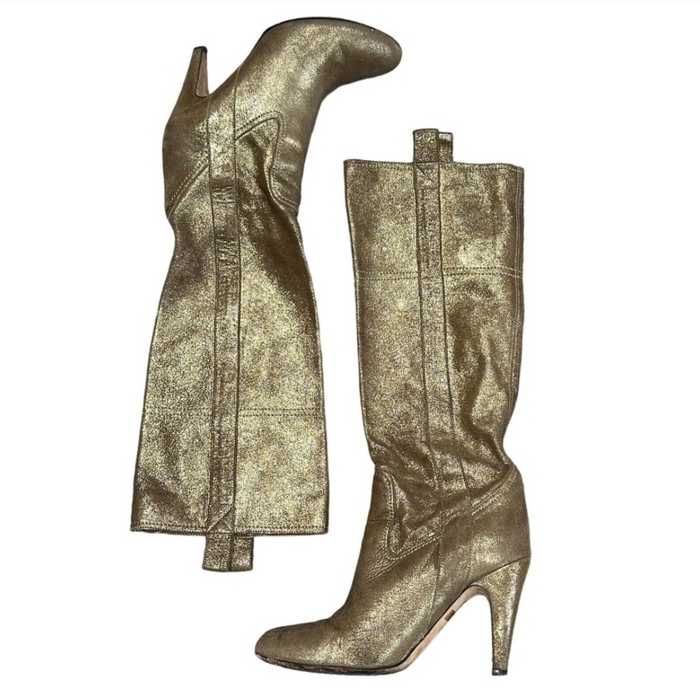 Shimmering Gold Heeled Boots - Picture 2 of 7